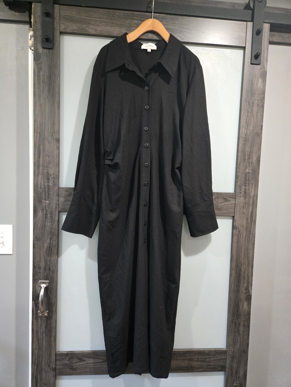 SLOAN Black Long Sleeve Button Down Tshirt Maxi Midi Dress Size 6-12